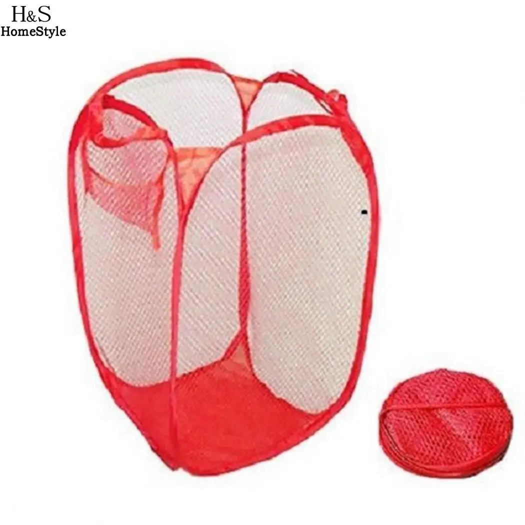 Поп-мешок для белья портативная сетчатая стиральная складная корзина для белья сумка - Цвет: Red