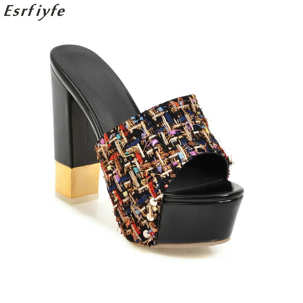 open toe chunky heeled mules