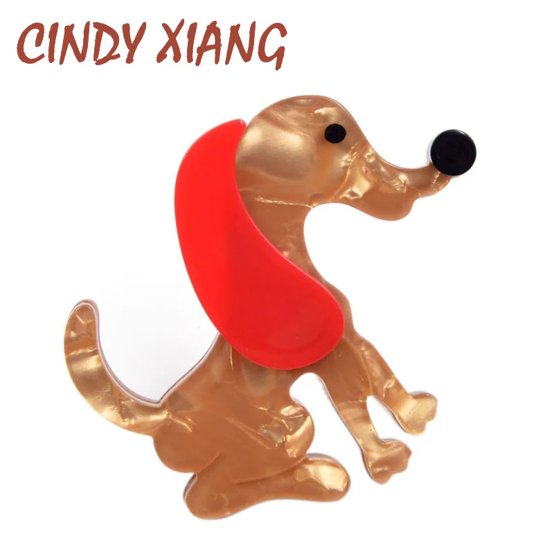 

CINDY XIANG Acetate Fiber Acrylic Cute Dog Brooches for Women Fashion Large Animal Brooch Pin Handmade New Design Jewelry Gift