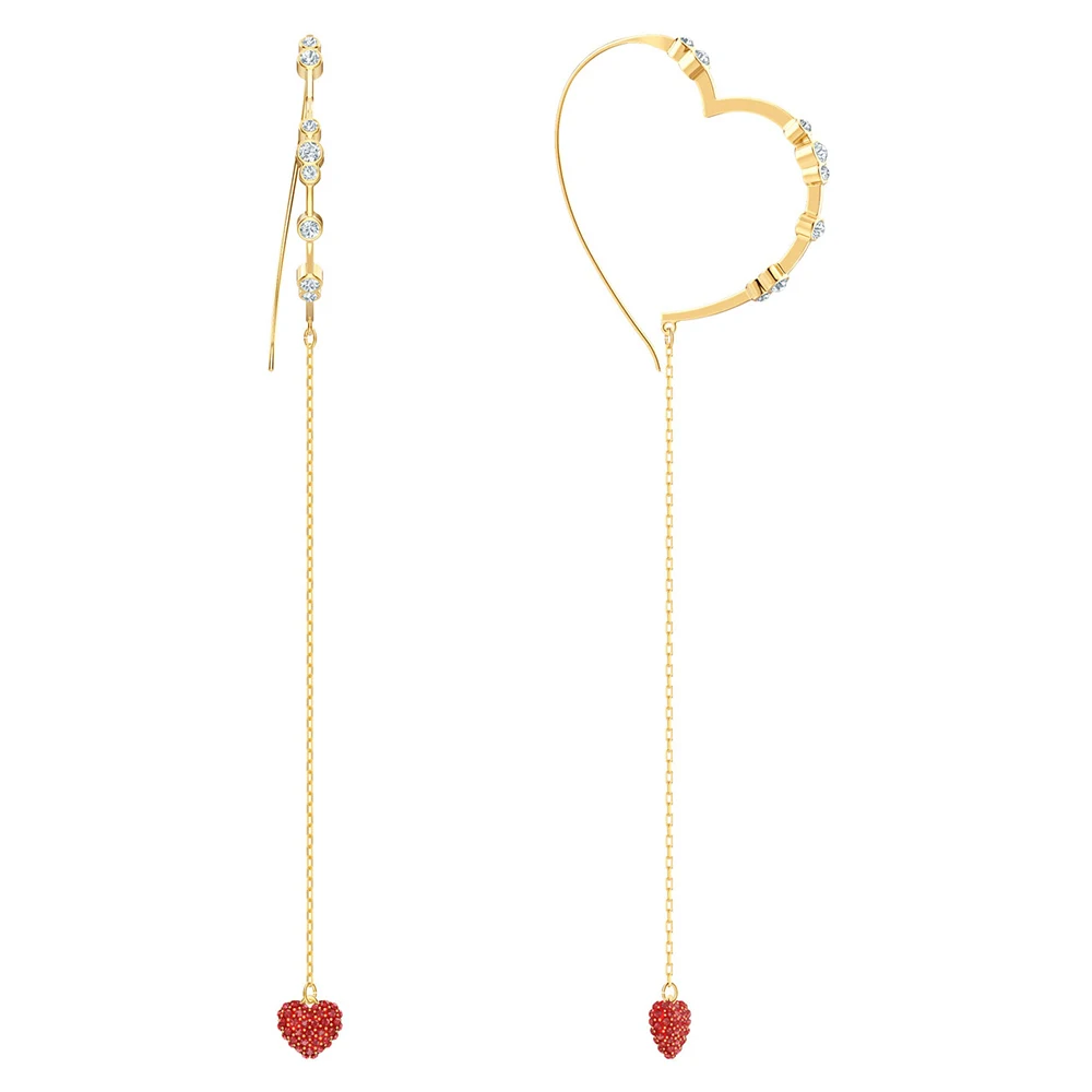 

Fanier 2019 Original Oxo Perforated Red Bright Crystal Earrings Charmed Heart Of Fashion Women's Memory Birthday Of People's Jewels
