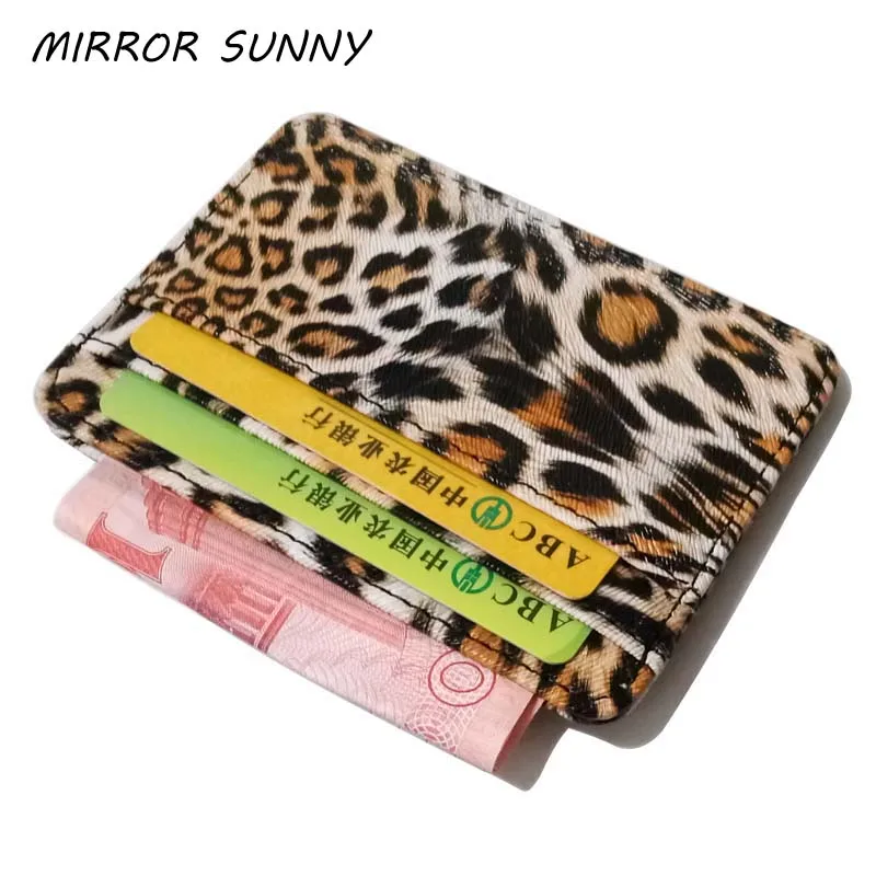 

WA023 New Arrivals Small Mini Leopard Pattern PU Leather Bank Business Id Card Holder Wallet Case For Men Women With 6 Slots