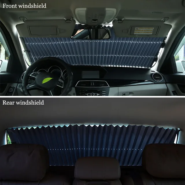 46/65/70 x 155CM Car sunshade Retractable windshield  Block sun shade cover Front/Rear window foil Curtain for Solar UV proect