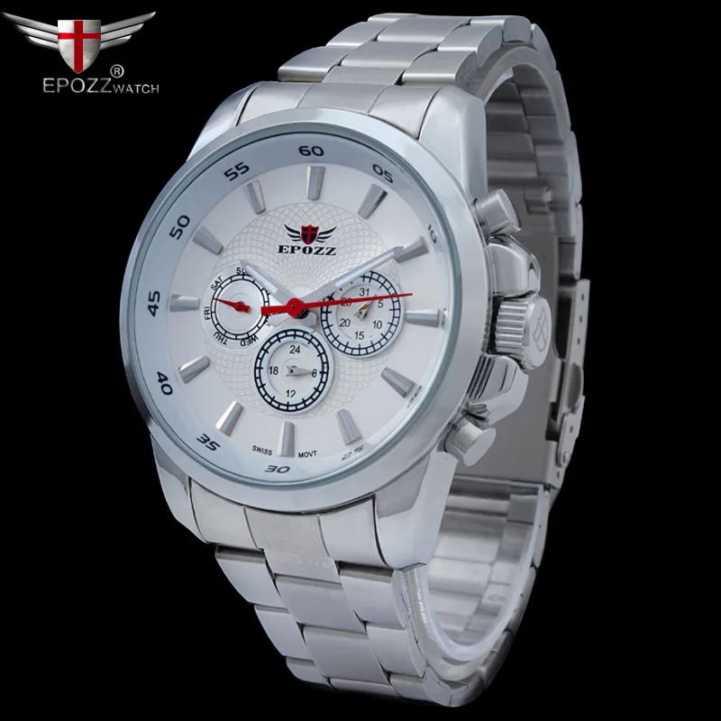 

EPOZZ Brand new quartz watch for men full steel military quartz watches Montre Relogio masculino design top quality clock 1007