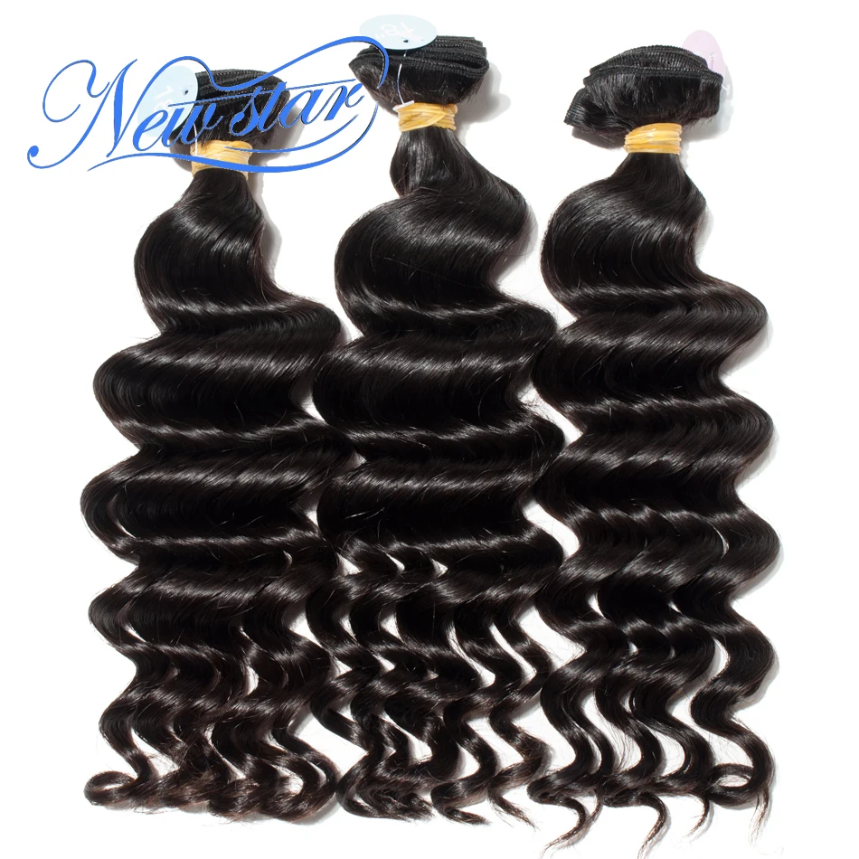 New Star волос перуанский Свободные глубокая натуральная Человеческие волосы ткань расширение 3 Связки сделки 100% Необработанные долго