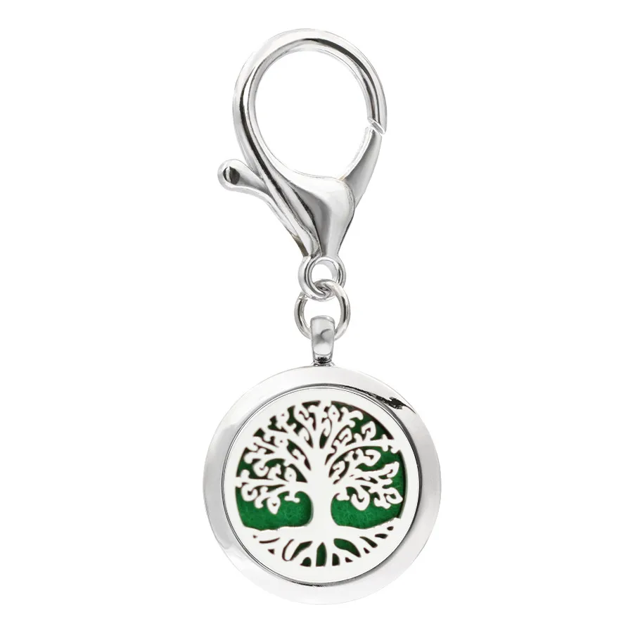 Tree of life Key Chain With 5 Pads Aroma locket essential oil Locket Perfume Diffuser with Heart shape Lobster clasp Key ring