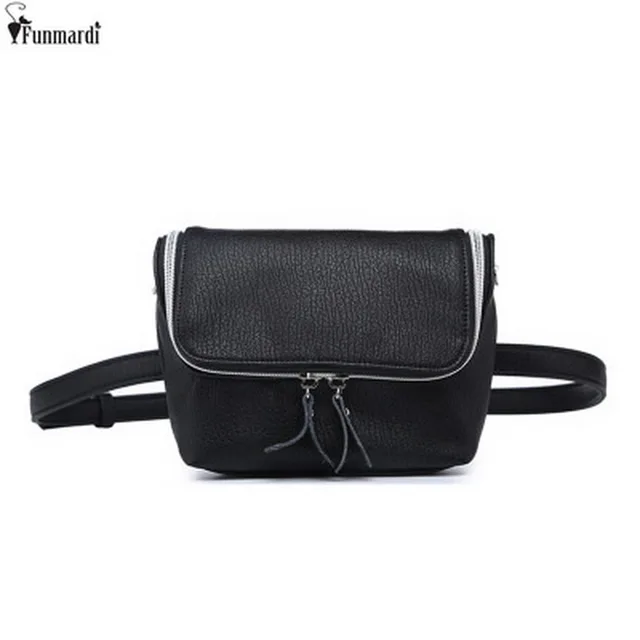 FUNMARDI Classic Trendy Leather Waist Bags New Fashion Women Shoulder Bags Vintage Mini Bags Simple Casual Belt Bags WLAM0167