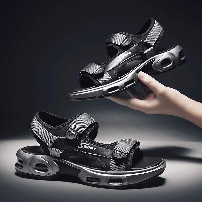 

New High Top Quality Beach Air Cushion Men Sandals Mesh Damping Non-slip Sandals Summer Outdoor Flats Quick-dry Men Casual Shoes