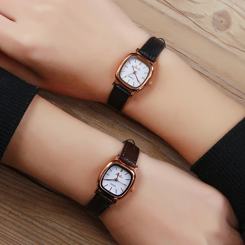 Luobos маленькие циферблатные женские часы модные повседневные кожаные кварцевые