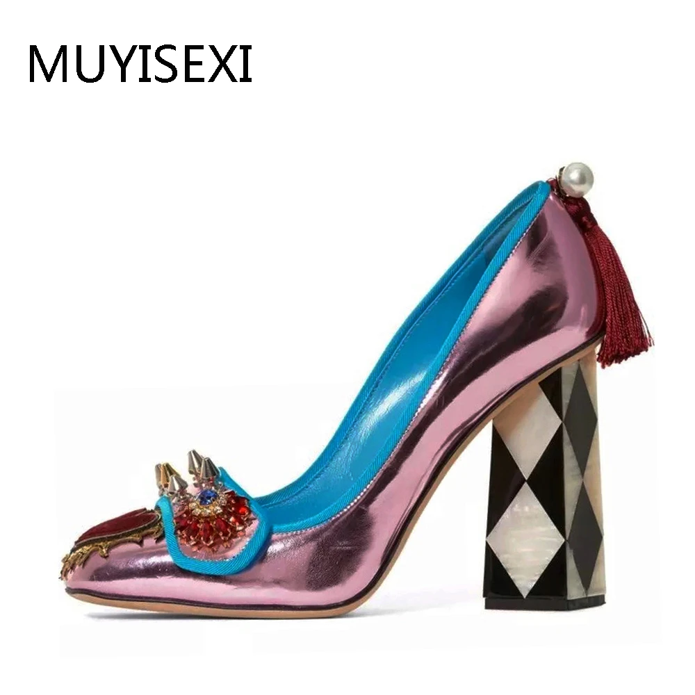 purple and gold pumps