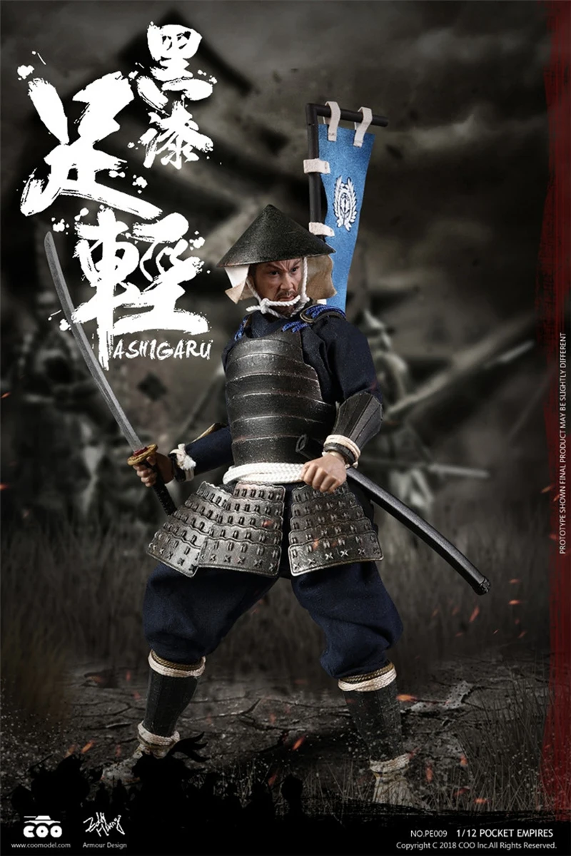 Коллекционная фигурка куклы 1/12 весы COOMODEL PE008/PE009 японский самурайский солдат красный/черный броня ASHIGARU