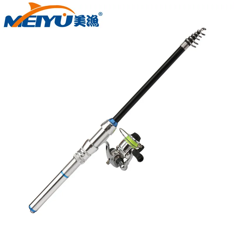 EMMROD 2018 New Spinning Pen Type Detachable Fishing Rod Telescopic  1.5M With 1 metal wheel Children's gifts
