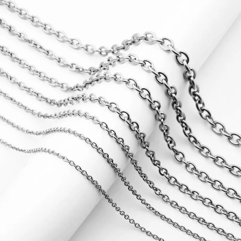 

Women Chain Stainless Steel Silver O Link Chain Necklace Fashion Jewelry 2/2.5/3/4/4.5/5/6mm 40cm 45cm 50cm 60cm 70cm 80cm 90cm