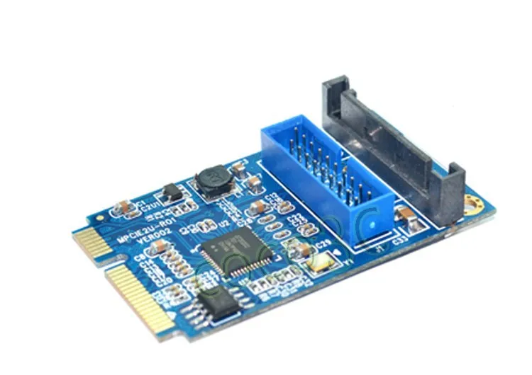 Мини PCIe с 2 портами(стандарт 3,0 порта адаптер USB3.0 Mini PCI-e карта+ женский 19/20-контактный разъем USB заголовок 2 USB3.0 spiltter адаптер