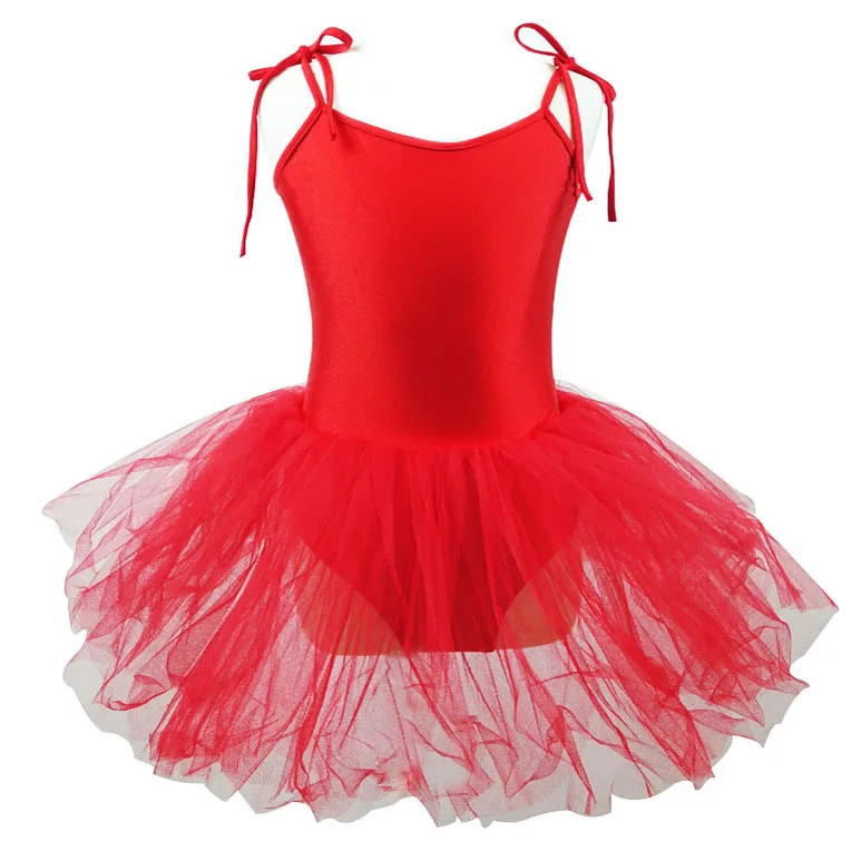 2018 Cute Ballet Tutu Dress For Children Girls Dancing Clothes Gymnastic Dress Leotards Costumes Sling Spandex Polyester 128 Red