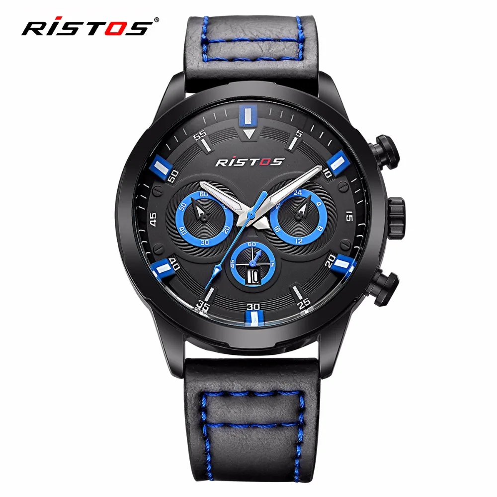 

RISTOS Extreme Sports Quartz Watch Casual Leather Watches Reloj Masculino Geek Analog Army Watches Men Watch montreHombre 93010