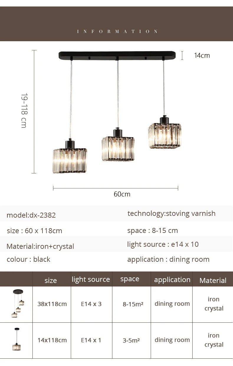 DX Modern Crystal Led Pendant Lights (4)
