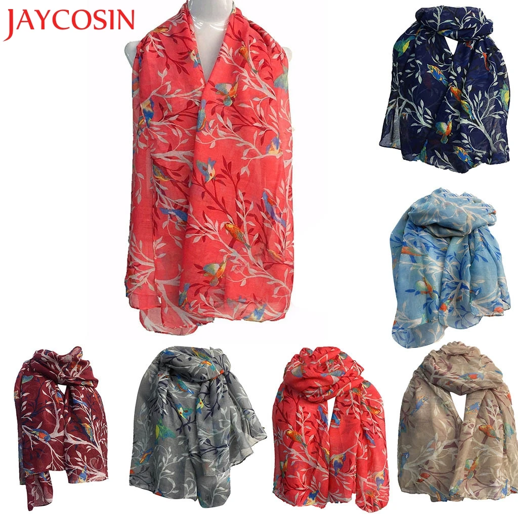 JAYCOSIN Female Scarves Fashion Winter Women Lady Warm Birds Trees Pattern Scarf Wrap Shawl Dropship Nov.29 | Аксессуары для