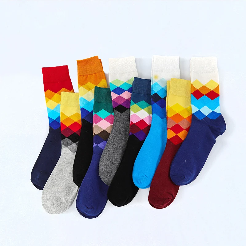 

Unisex socks for women plaid cotton Gradient color Happy socks harajuku skateboard street female sox meias man dropshippping