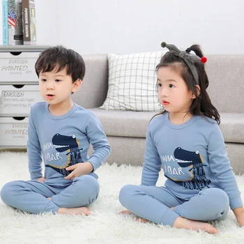 

Autumn Children's Pajamas Set Girls Cartoon Dinosaur Pyjamas Kids Short Sleeve T-shirt + Pants Clothing Suit Boys Baby Sleepwear