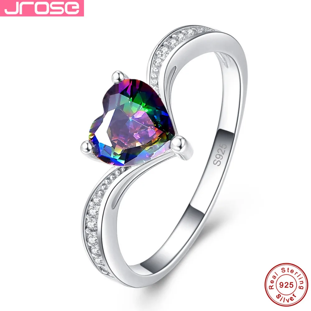 Jrose сердце дамы ювелирные изделия CZ Красочные 100% Твердые стерлингового серебра 925