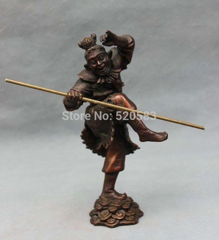 

9" Chinese Pure Bronze Great Sage Equalling Heaven SunWuKong Monkey King Statue