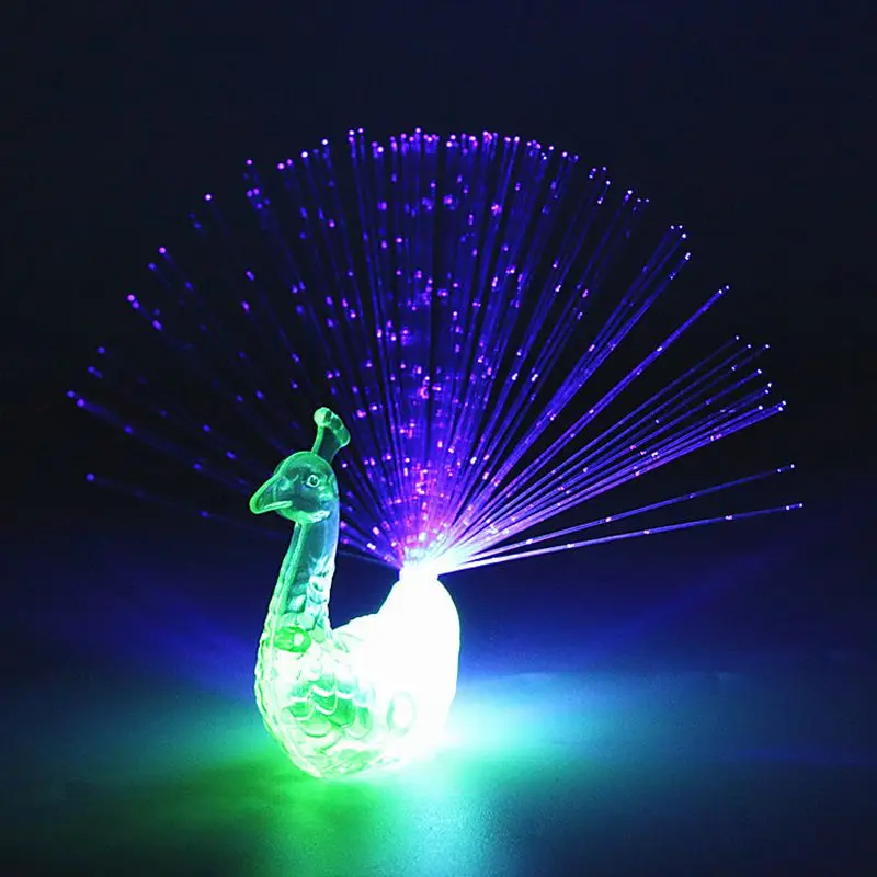 

2PCS LED Glow Peacock Finger Light Luminous Ring Lamp Toy Flash Kid Fluorescent Shiny Neon Flashing Party Gift Decoration