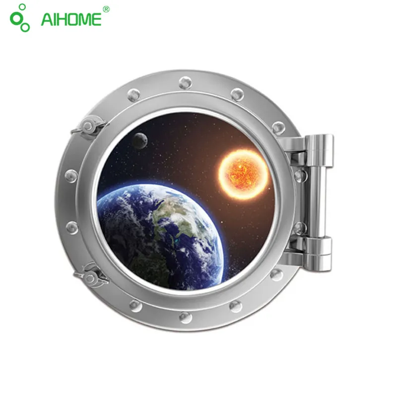 

Wall sticker waterproof non-toxic wall stickers for kids rooms home decor 3D Space capsule Earth Moon cabinets Wall Stickers