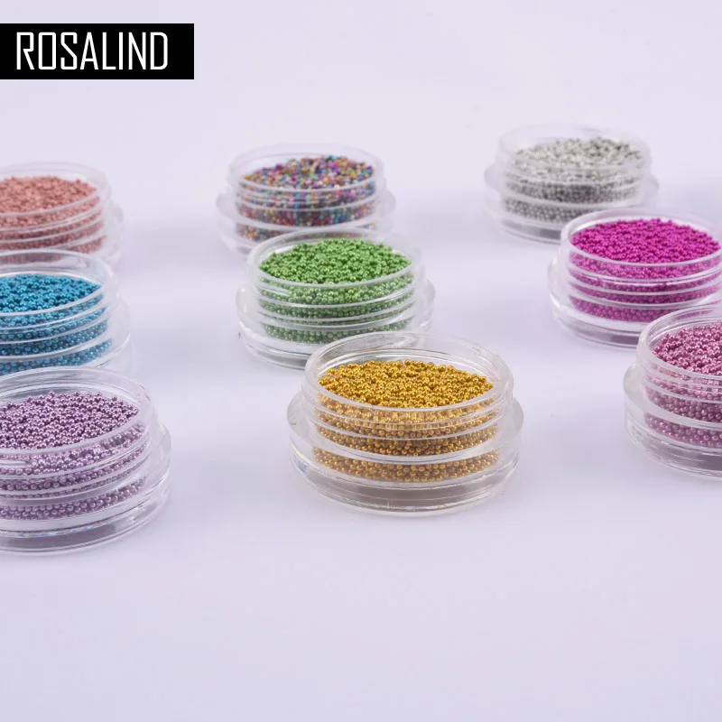 ROSALIND 12 цветов Мини бобы Мода Дизайн ногтей микро икра бусины жемчужные украшения Советы 3D УФ гель акриловые инструменты для ногтей