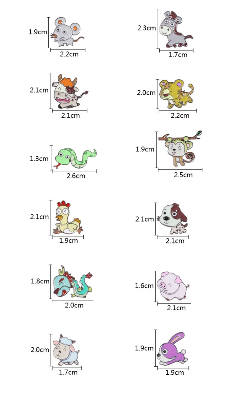 Cute Zodiac Animal Rat Cattle Tiger Rabbit Dragon Snake Horse Monkey Chicken Dog Pig Funny Enamel Brooche Pins Button Badge Cute Zodiac Animal Rat Cattle Tiger Rabbit Dragon Snake Horse Monkey Chicken Dog Pig Funny Enamel Brooche Pins Button Badge