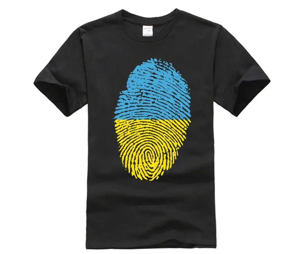 

Ukraine Flag Fingerprint T Shirt Men Cool Short Sleeve Fashion Custom Plus Size Team T-Shirts