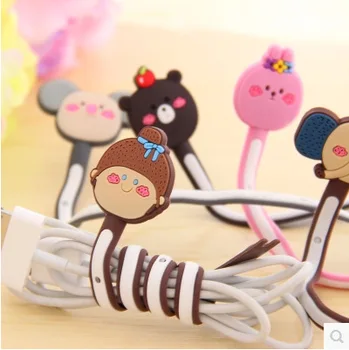 

100pcs/lot Wholesale Cute Animals Cable Winder Clip Earphone Winder Earbud Silicone Cable Cord Holder for Samsung Headphone