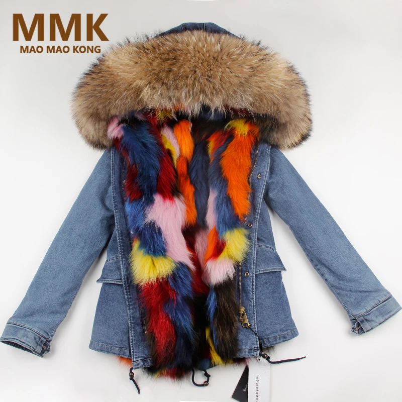 

2019 New Women Winter Fur Parka Army Green Jacket Coats Thick Large Real Raccoon Fur Collar Fox Fur Liner Outwear Brand Style