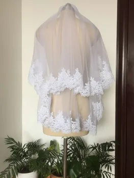 

lace bridal veils 2 layer white ivory bridal wedding veil with comb bridal vail Long 60x80cm