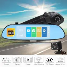 7inch Car DVR Camera Dual Lens Car DVR Rear View Camera Mirror Touch Screen Dash Cam Night Vision DashCam Car Recorder Registrar