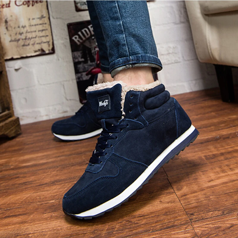 Men Shoes 2018 Winter Shoes Male Sneakers Warm Fur Inside Couple Footwear Black Blue Men Casual Shoes Size 46 Chaussure Homme