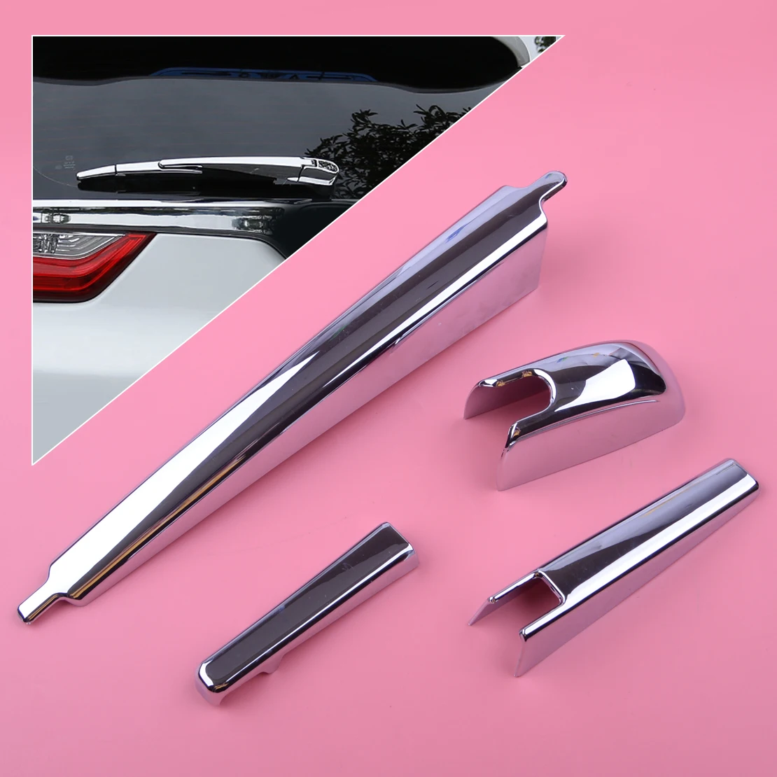 DWCX 4pcs Chrome Rear Window Windscreen Rain Wiper Arm Blade Cover Trim