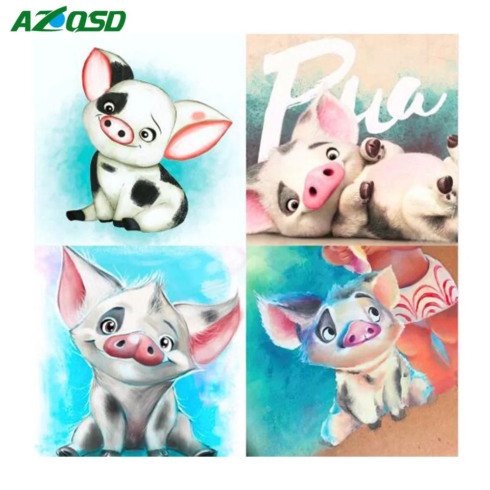 

AZQSD Diamond Embroidery Animal Painting Full Square Diamond Painting Cross Stitch Cartoon Pig Needlework Handmade 5D DIY Craft