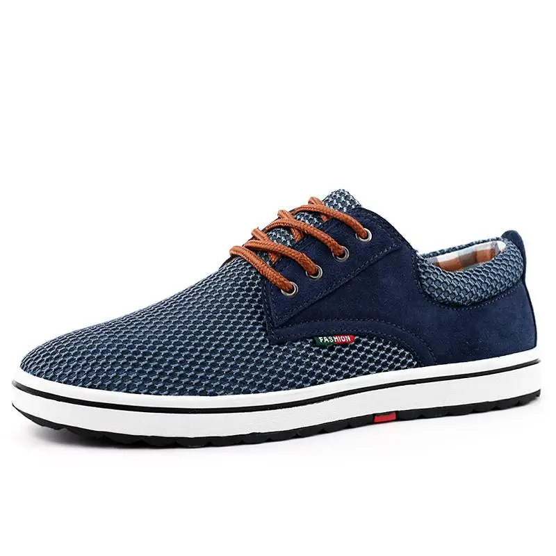 Mens Shoes Casual Breathable Lace up Mesh Flat Shoes Summer Hot Sale Zapatillas Hombre Top Quality