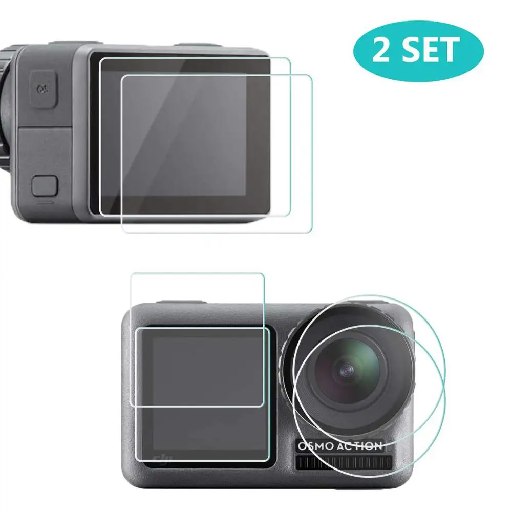 Full Screen Protector for DJI Osmo Action,2-Pack 9H Hardness Anti-Scratch Tempered Glass Screen lens protector Accessories