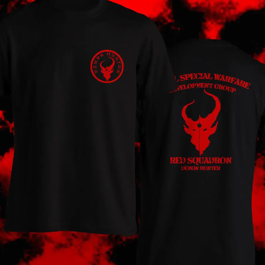 

Demon Hunter Navy Seal Red Squadron Seal Team Devgru Black T-Shirt 2019 New Arrival Men'SSummer Trendy Short Sleeve Tee