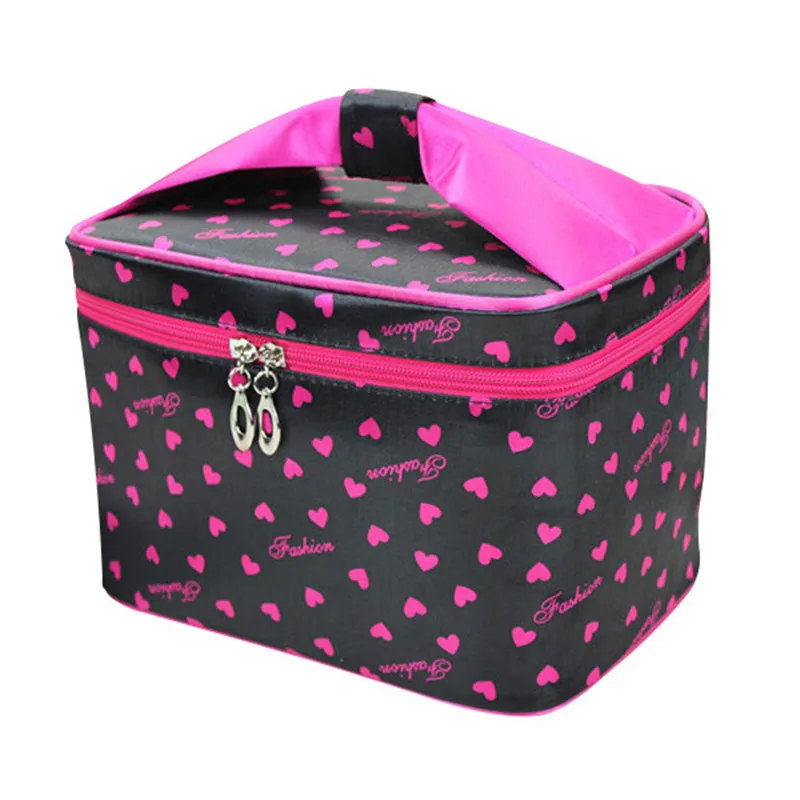 Women's Striped Cosmetic Bag Case Travel Necessary Makeup Vanity Box