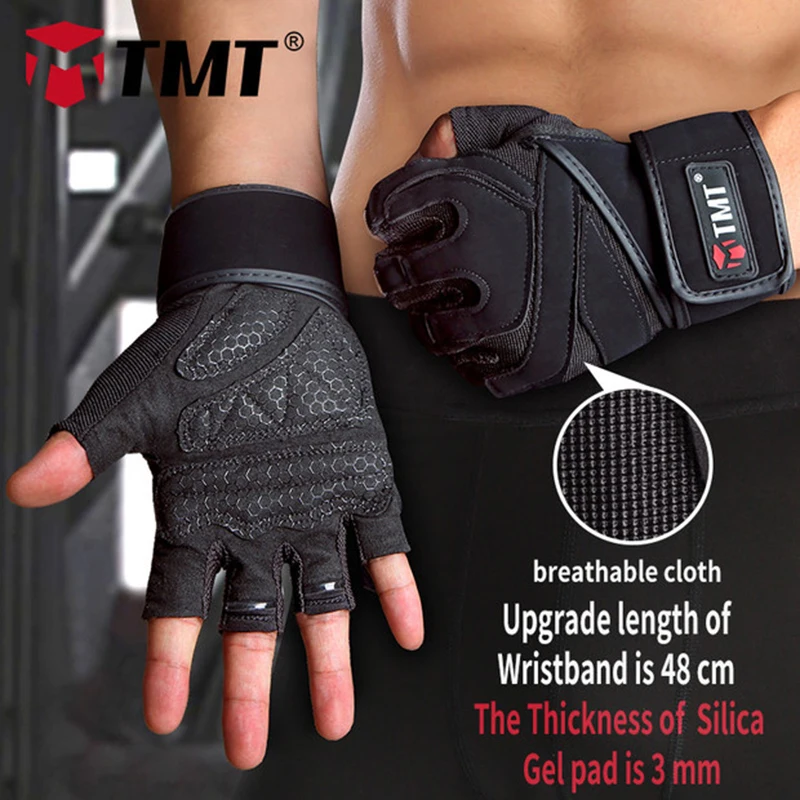 TMT رياضة قفازات رفع أثقال الدمبل رفع الاثقال اللياقة بممارسة عدم الانزلاق تنفس نصف اصبع قفازات التدريب الرياضي TMT رياضة قفازات رفع أثقال الدمبل رفع الاثقال اللياقة بممارسة عدم الانزلاق تنفس نصف اصبع قفازات التدريب الرياضي