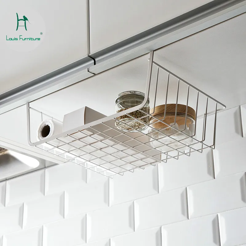 

Louis Fashion Iron Shelf Rack Hanging Kitchen Non Perforating Storage Basket