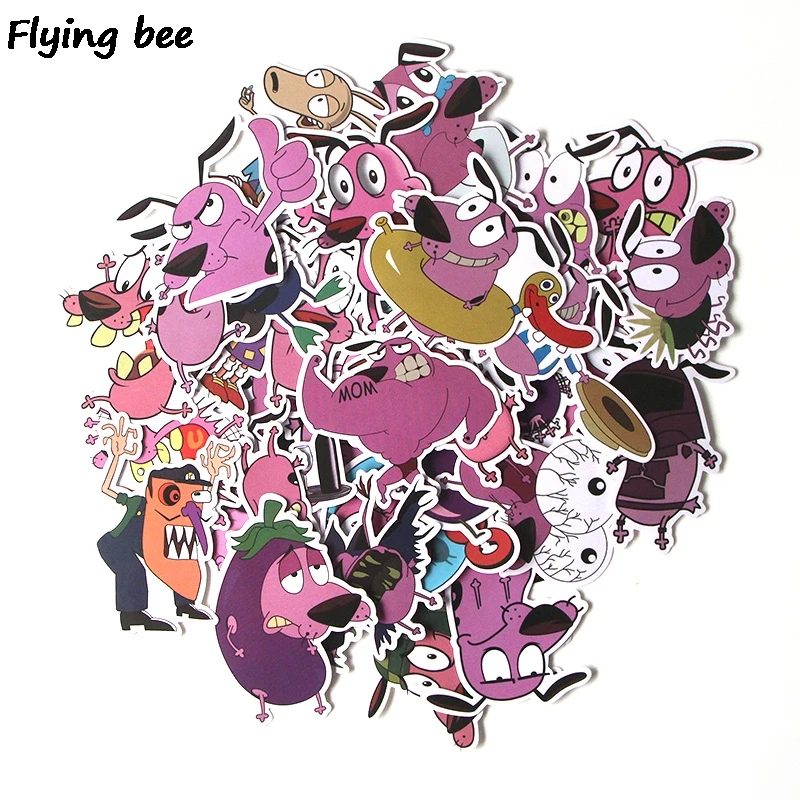 Flyingbee, 38 шт., смелость, трусливая собака, ПВХ, наклейка s, Скрапбукинг для телефона, багажа, ноутбука, велосипеда, гитарная наклейка, наклейка X0283