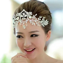 Горячие Стразы растение ручной работы капли свадебные аксессуары для волос невесты украшения для волос лоб ювелирные изделия оптом диадемы Короны