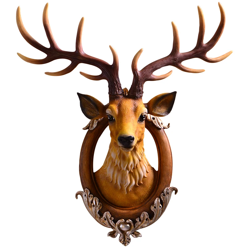 

Deer Head Wall Pendant Wall Decoration European Creative Porch Living Room Bar Background 3D Decoration Head Hanging Craft Resin