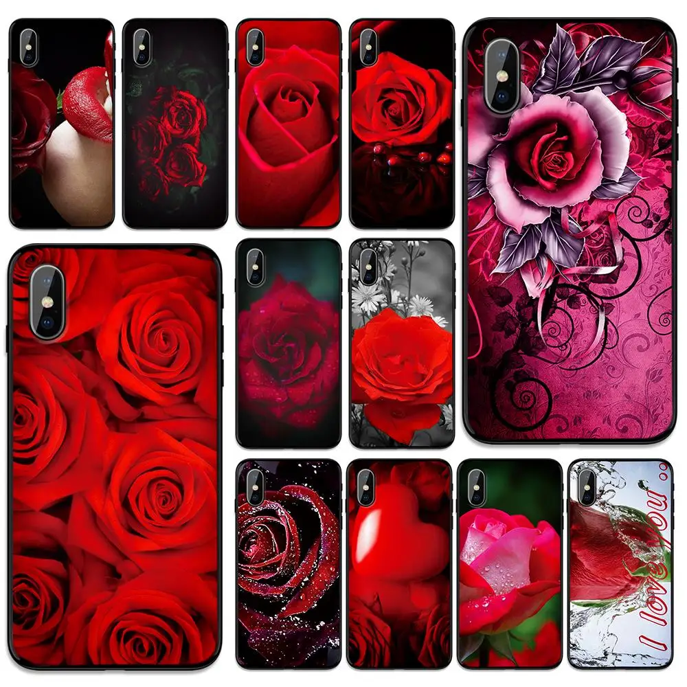 Яркий и красивый мягкий чехол из ТПУ с красными розами для Apple iPhone 6 6S 7 8 Plus 5 5S SE X XS