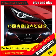 Auto Clud For Mazda 3 Axela xenon headlights 2014 2016 car styling bi xenon lens low
