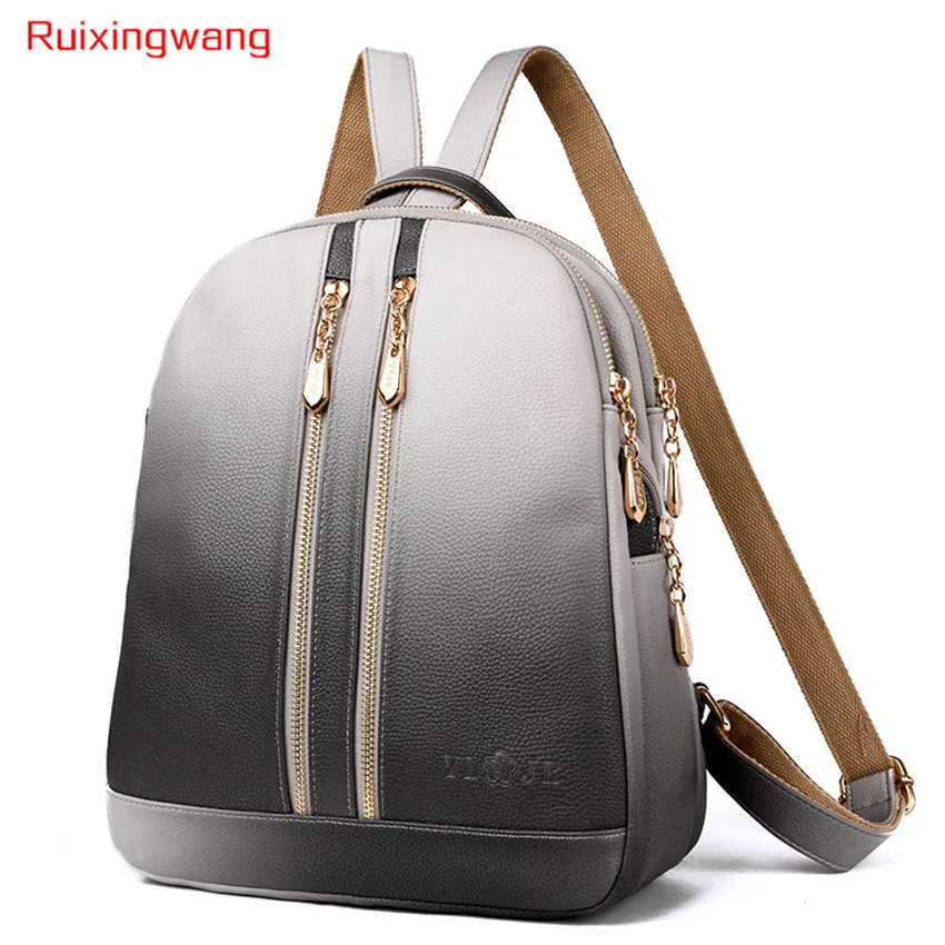 

RUIXINGWANG 2018 Gradient Ramp Fashion Both Shoulders Woman Package Leisure Multi-function Anti-theft Backpack Waterproof