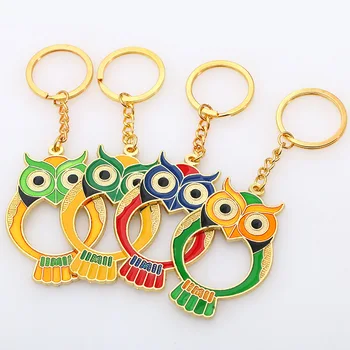 

free shipping 100pair/lot zinc alloy owl keychain keyring favors and gifts for wedding bridal showers baby showers party gifts